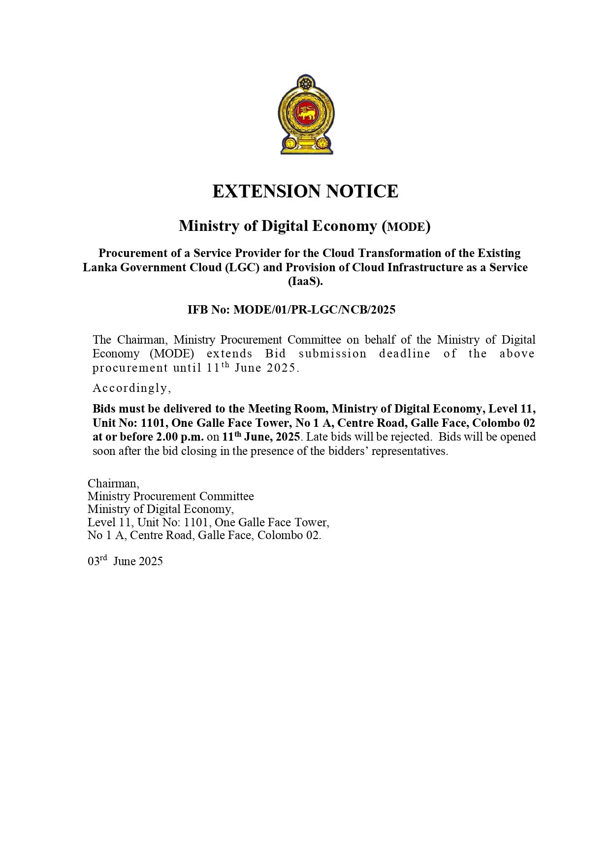 Extension Notice